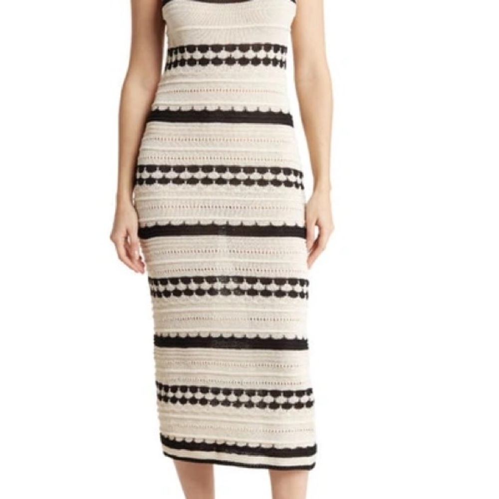 Elegant Striped Black and Cream Dress